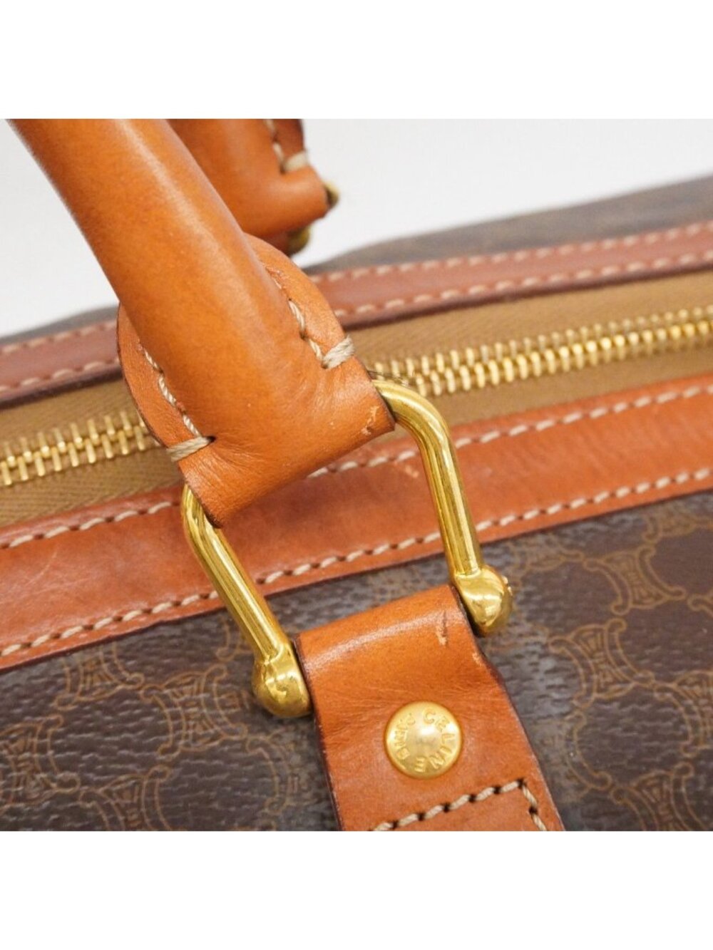 Celine Boston Bag Macadam Brown Gold - Picture 8 of 10